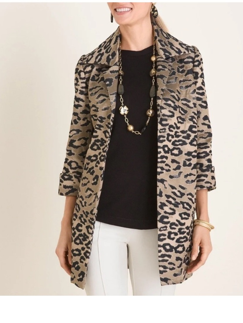 Chico’s Animal Print Open Topper Jacket